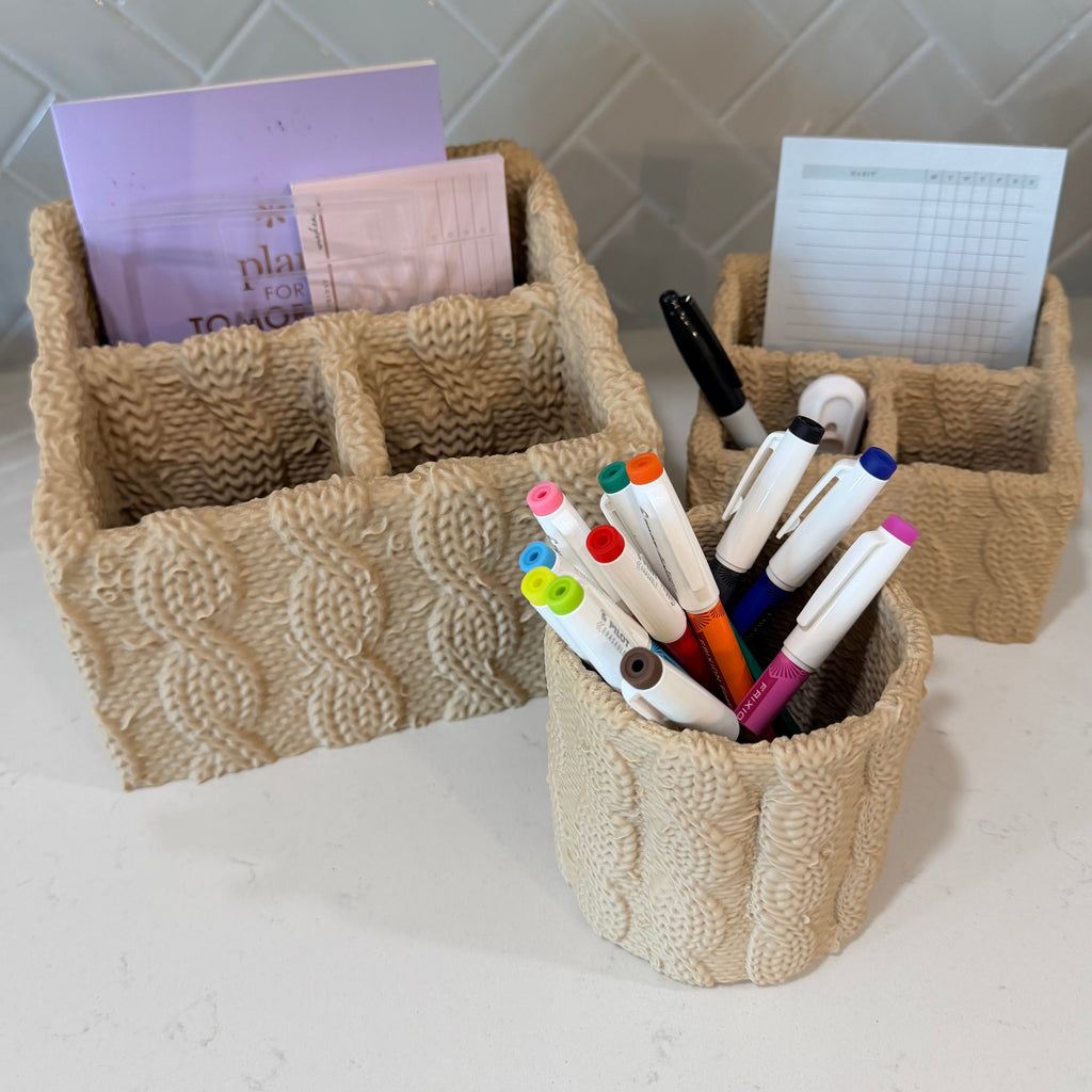 Cable Knit Pen Cup & Organizers | Cozy Collection
